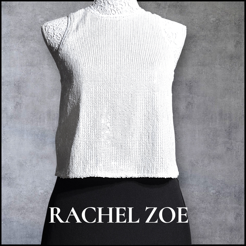 RACHEL ZOE White Sequin Tank Top, Size S, NWT